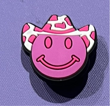 Pink smiley with hat Charm