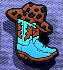 Cowboy boot brown & turquoise with hat Western Charm