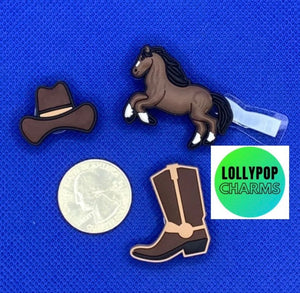 Wild West Country Horse Pony cowboy cow boy Charm Set