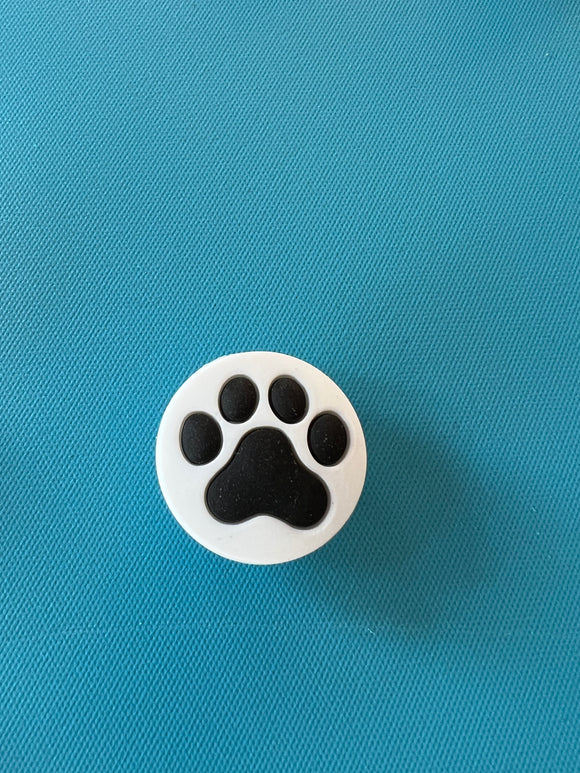 Dog Paw white with black Charm