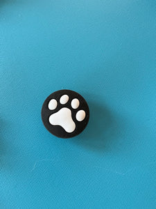 Dog Paw black with white  Charm